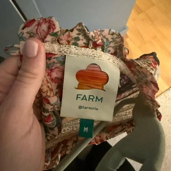 Farm rio Purple and Cream Tiered Ruffled Blouse with Bib Collar M - Picture 5 of 5